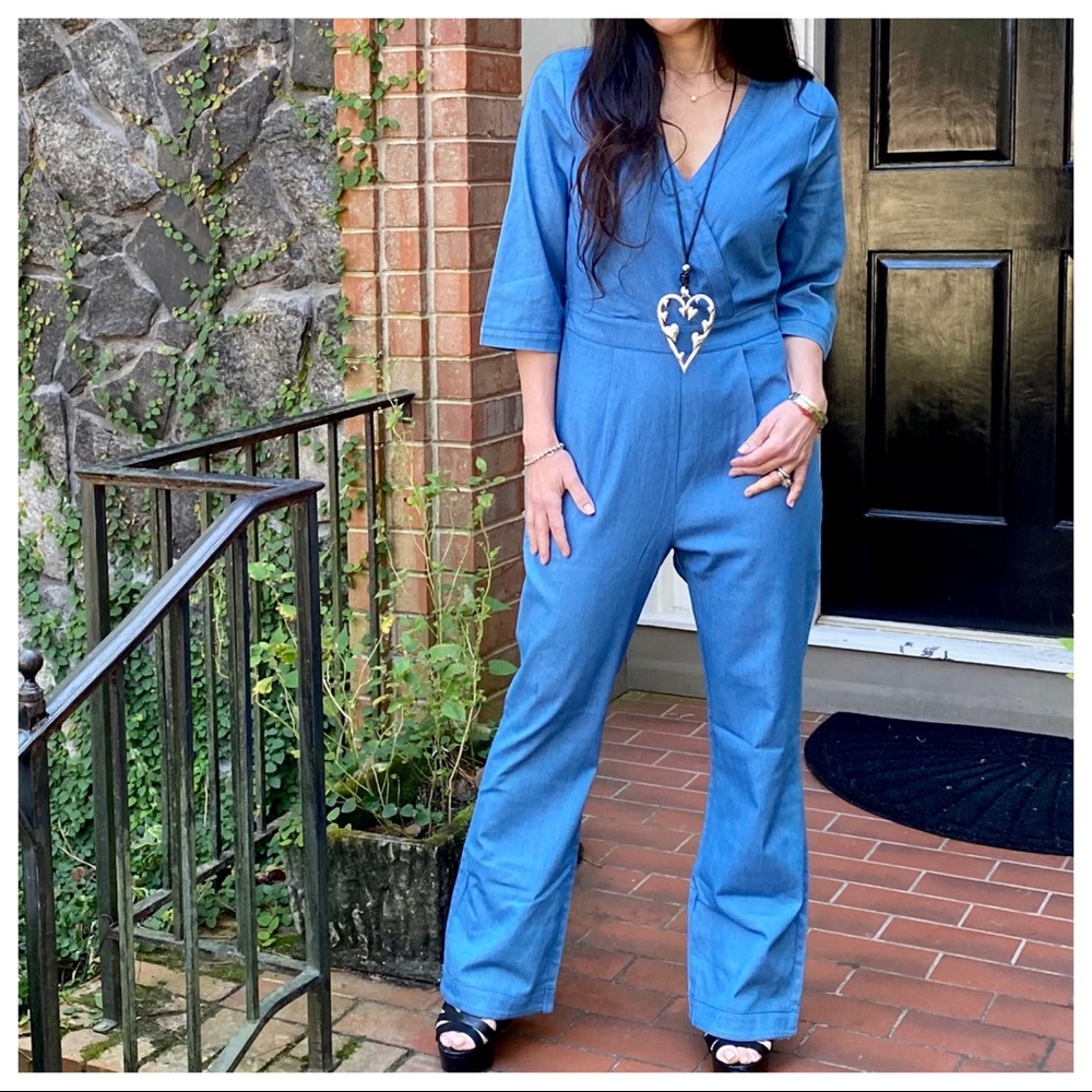 Fabulous chic denim wide leg jumpsuit - Picture 7 of 9